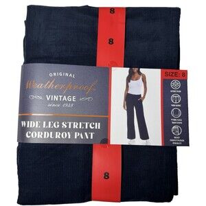 Weatherproof Vintage Womens Size 8 Navy Blue Pants Corduroy Wide-Leg Stretch